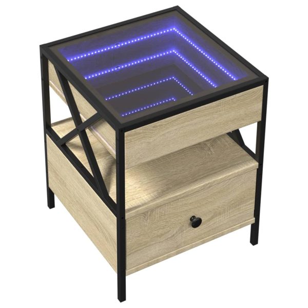 Comodino Con Led Infinity Rovere Sonoma 40x40x51 cm - Image 3