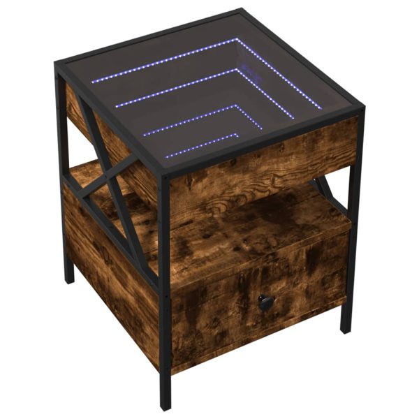 Comodino Con Led Infinity Rovere Fumo 40x40x51 cm - Image 3