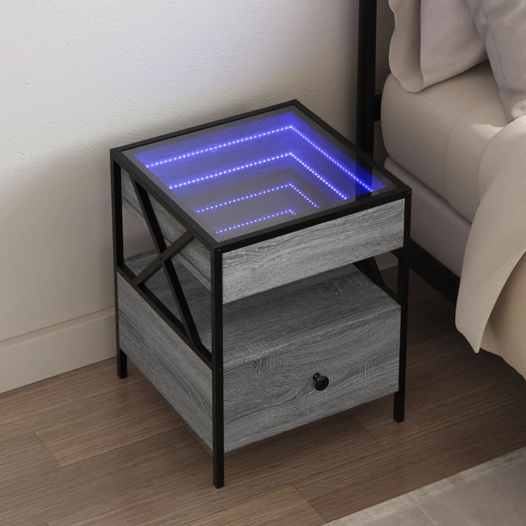 Comodino Con Led Infinity Grigio Sonoma 40x40x51 cm