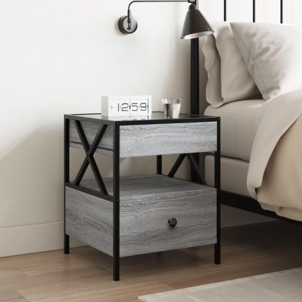 Comodino Con Led Infinity Grigio Sonoma 40x40x51 cm - Image 4