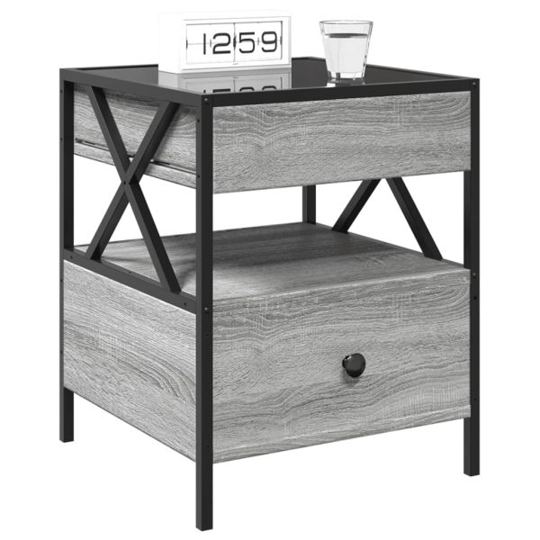 Comodino Con Led Infinity Grigio Sonoma 40x40x51 cm - Image 5