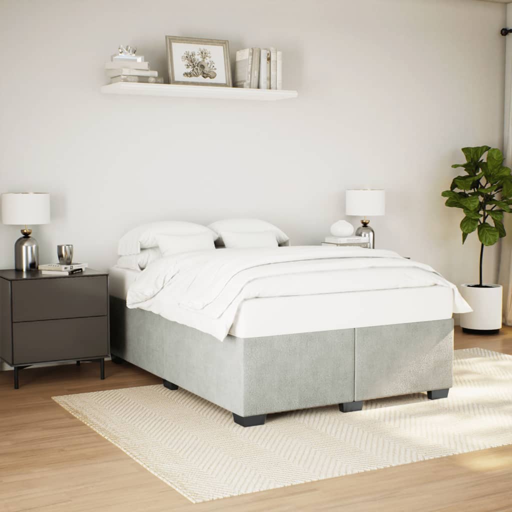 Giroletto Senza Materasso Grigio Chiaro 140x200 Cm Velluto
