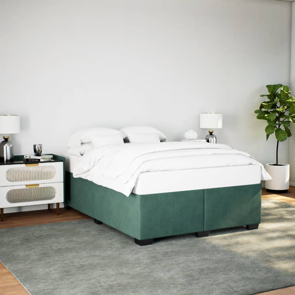 Giroletto Senza Materasso Verde Scuro 140x200 Cm In Velluto