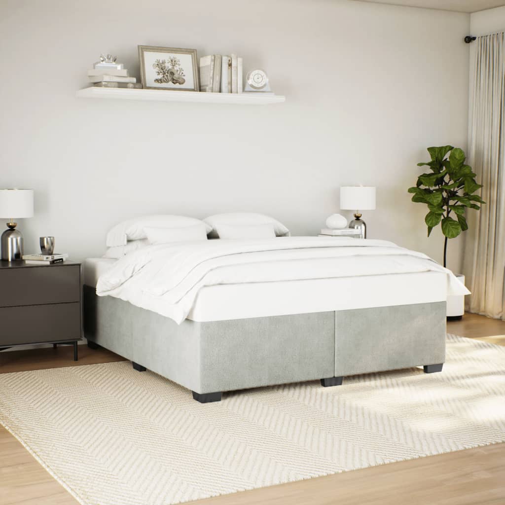 Giroletto Senza Materasso Grigio Chiaro 180x200 Cm Velluto