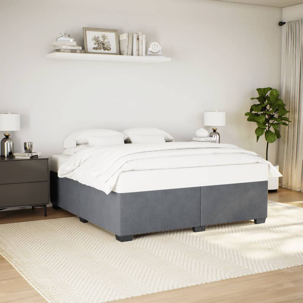 Giroletto Senza Materasso Grigio Scuro 200x200 Cm Velluto