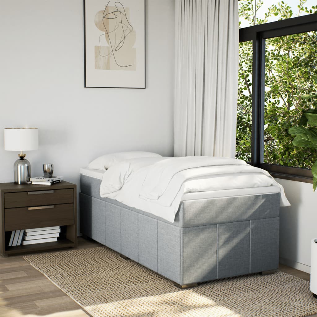 Giroletto A Molle Con Materasso Grigio Chiaro 80x200 Cm Tessuto - Image 3