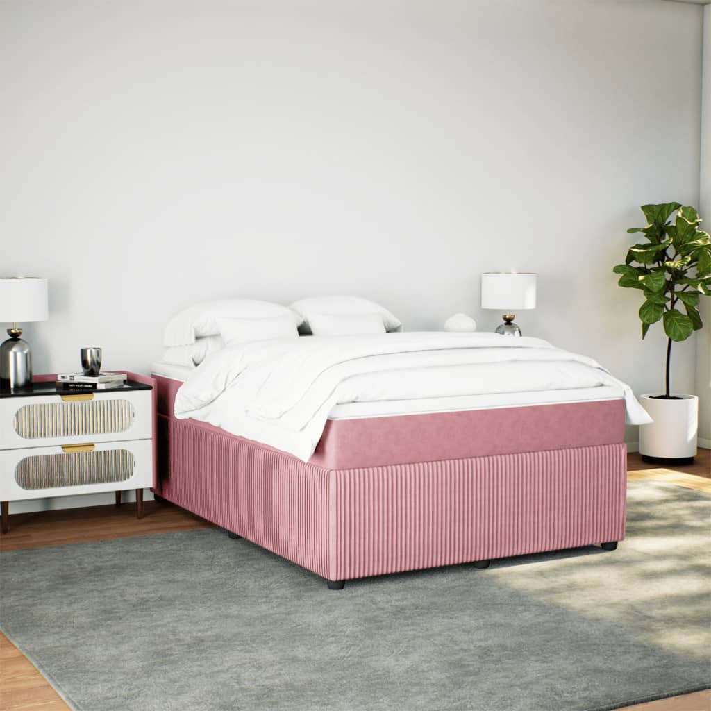 Giroletto A Molle Con Materasso Rosa 140x190 Cm In Velluto - Image 3