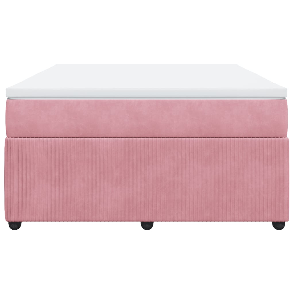 Giroletto A Molle Con Materasso Rosa 140x190 Cm In Velluto - Image 4