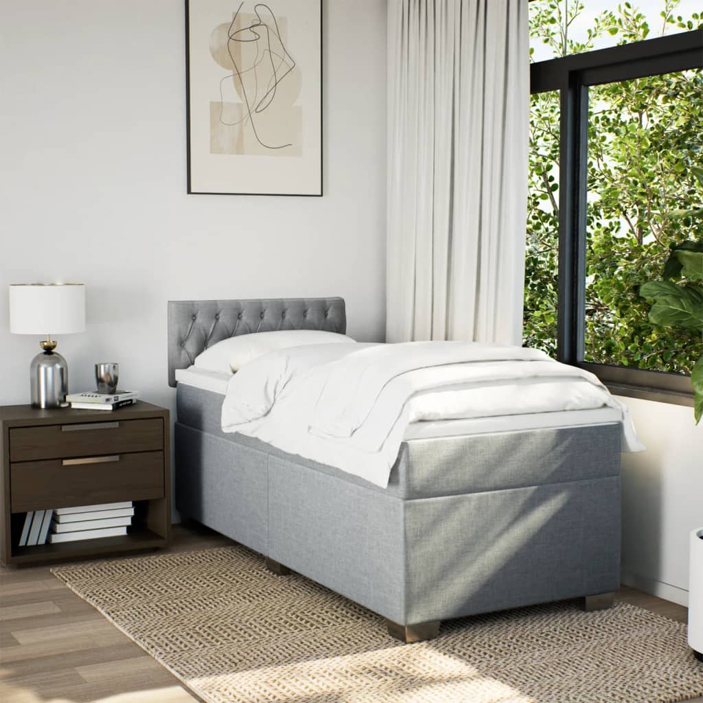 Giroletto A Molle Con Materasso Grigio Chiaro 90x200 Cm Tessuto - Image 3