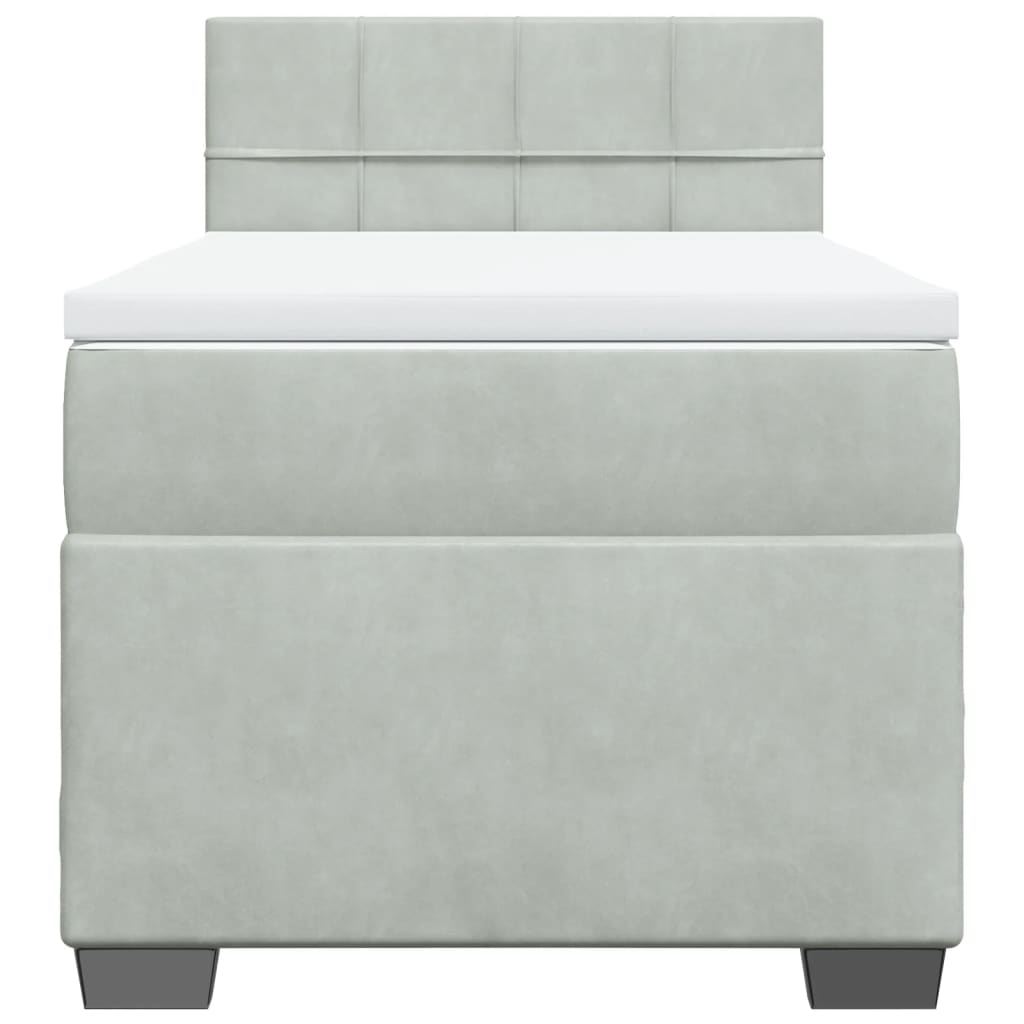 Giroletto A Molle Con Materasso Grigio Chiaro 90x190 Cm Velluto - Image 4