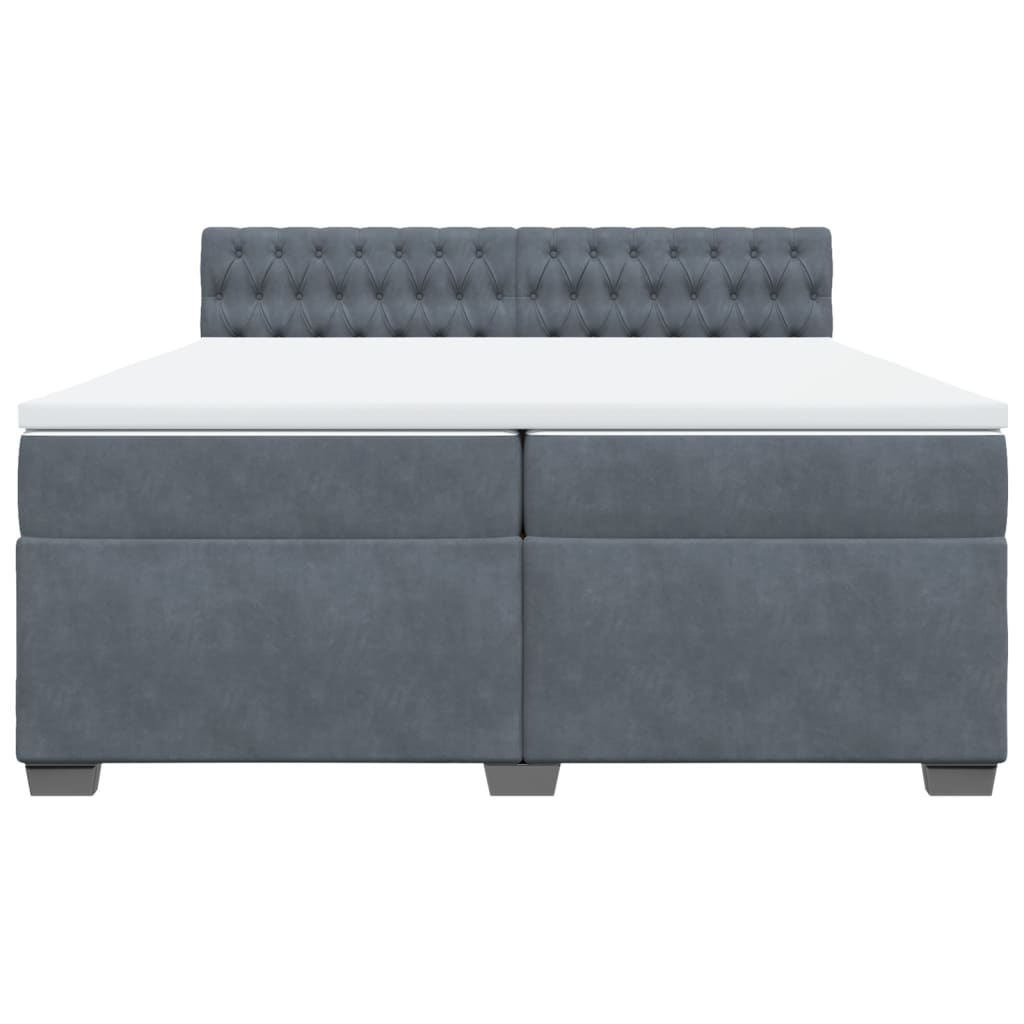 Giroletto A Molle Con Materasso Grigio Scuro 200x200 Cm Velluto - Image 4