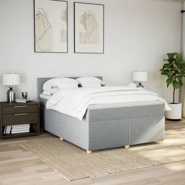 Giroletto A Molle Con Materasso Grigio Chiaro160x200 Cm Tessuto - Image 3