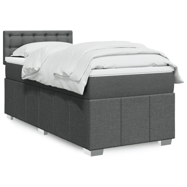 Giroletto A Molle Con Materasso Grigio Scuro 80x200 Cm Tessuto