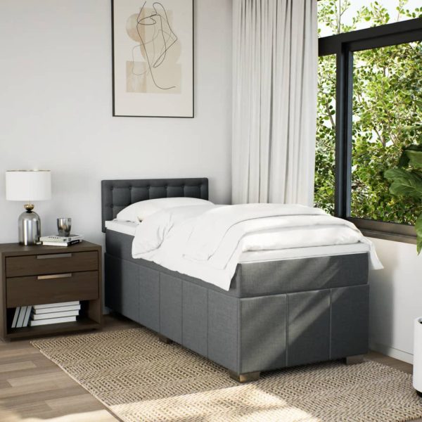 Giroletto A Molle Con Materasso Grigio Scuro 80x200 Cm Tessuto - Image 3