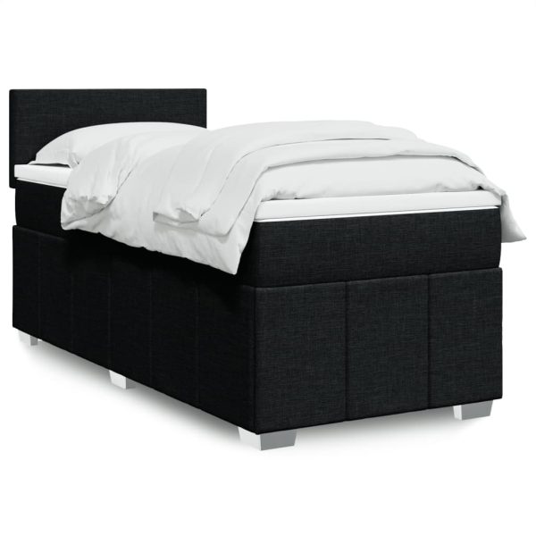 Giroletto A Molle Con Materasso Nero 90x190 Cm In Tessuto