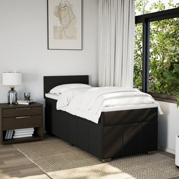 Giroletto A Molle Con Materasso Nero 90x190 Cm In Tessuto - Image 3
