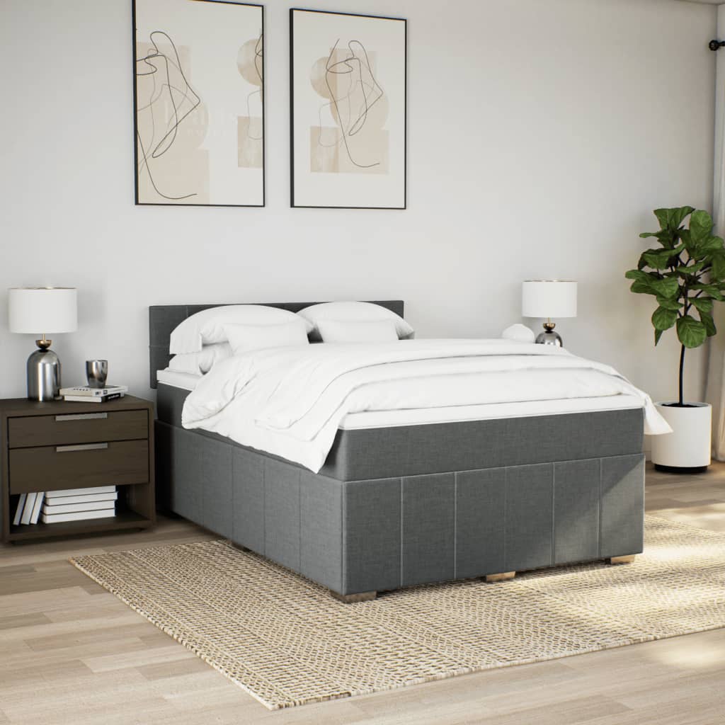 Giroletto A Molle Con Materasso Grigio Scuro 160x200 Cm Tessuto - Image 3