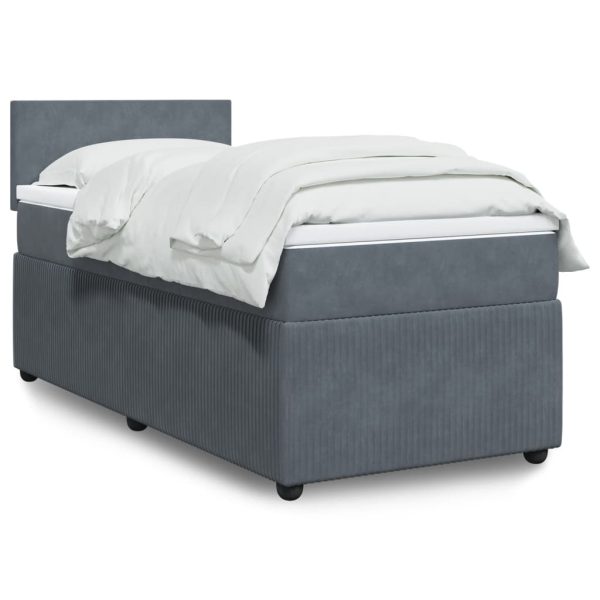 Giroletto A Molle Con Materasso Grigio Scuro 90x190 Cm Velluto