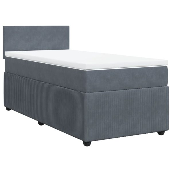 Giroletto A Molle Con Materasso Grigio Scuro 90x190 Cm Velluto - Image 2