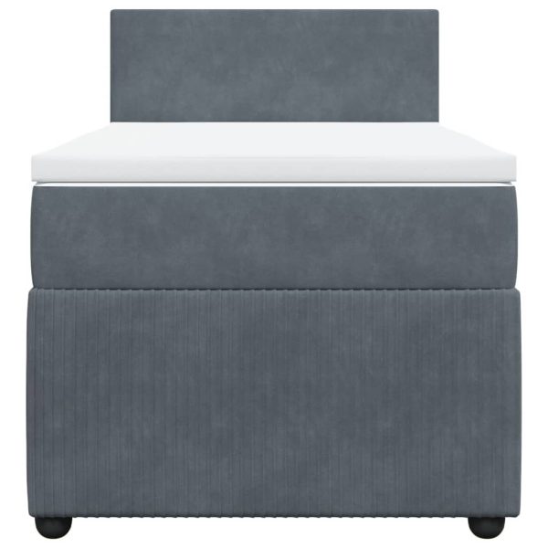 Giroletto A Molle Con Materasso Grigio Scuro 90x190 Cm Velluto - Image 4