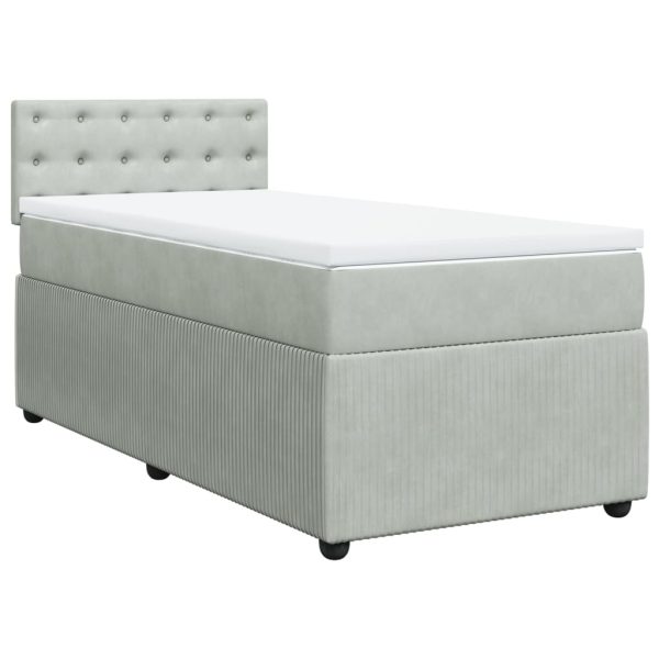Giroletto A Molle Con Materasso Grigio Chiaro 90x190 Cm Velluto - Image 2