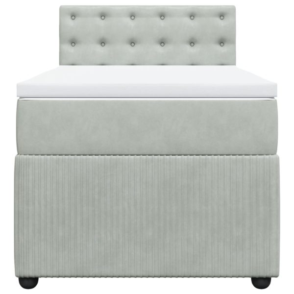 Giroletto A Molle Con Materasso Grigio Chiaro 90x190 Cm Velluto - Image 4