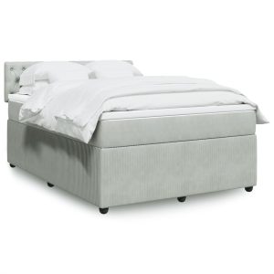 Giroletto A Molle Con Materasso Grigio Chiaro 140x190cm Velluto