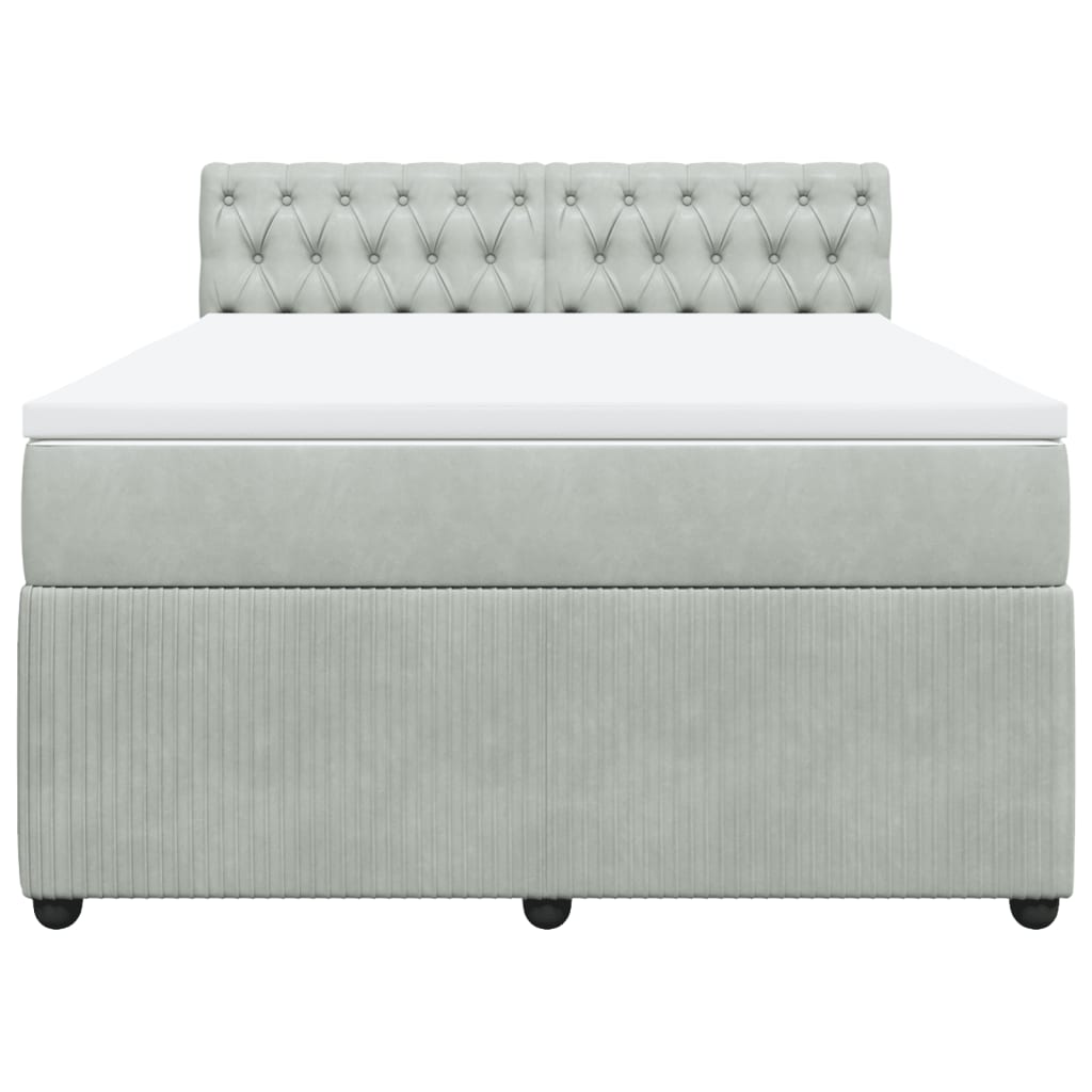 Giroletto A Molle Con Materasso Grigio Chiaro 140x190cm Velluto - Image 4