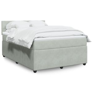 Giroletto A Molle Con Materasso Grigio Chiaro 160x200cm Velluto