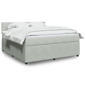 Giroletto A Molle Con Materasso Grigio Chiaro 180x200cm Velluto