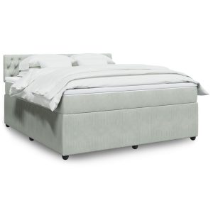 Giroletto A Molle Con Materasso Grigio Chiaro 180x200cm Velluto