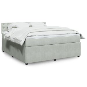 Giroletto A Molle Con Materasso Grigio Chiaro 180x200cm Velluto