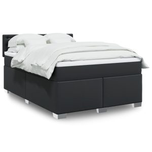 Giroletto A Molle Con Materasso Nero 140x190 Cm In Similpelle