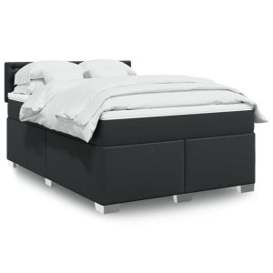 Giroletto A Molle Con Materasso Nero 140x200 Cm In Similpelle