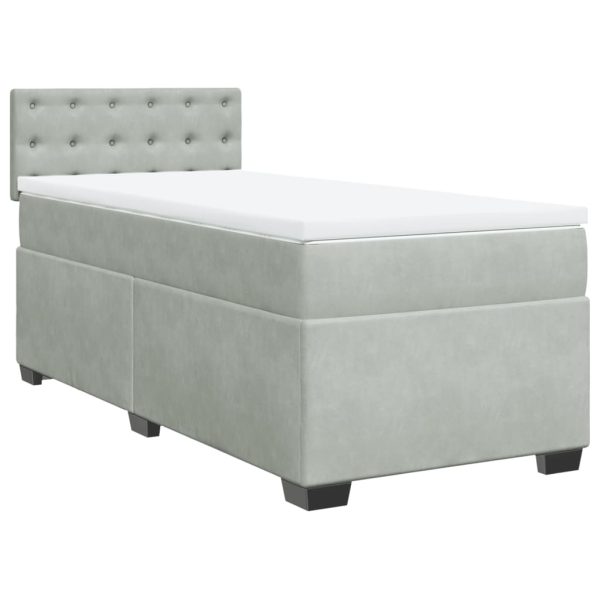 Giroletto A Molle Con Materasso Grigio Chiaro 90x190 Cm Velluto - Image 3