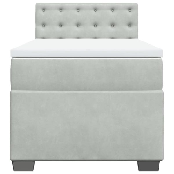 Giroletto A Molle Con Materasso Grigio Chiaro 90x190 Cm Velluto - Image 6
