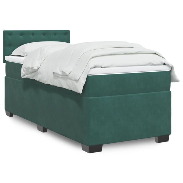 Giroletto A Molle Con Materasso Verde Scuro 90x190 Cm Velluto