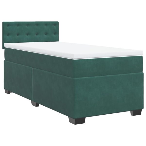 Giroletto A Molle Con Materasso Verde Scuro 90x190 Cm Velluto - Image 3