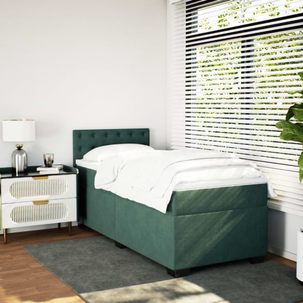 Giroletto A Molle Con Materasso Verde Scuro 90x190 Cm Velluto - Image 5