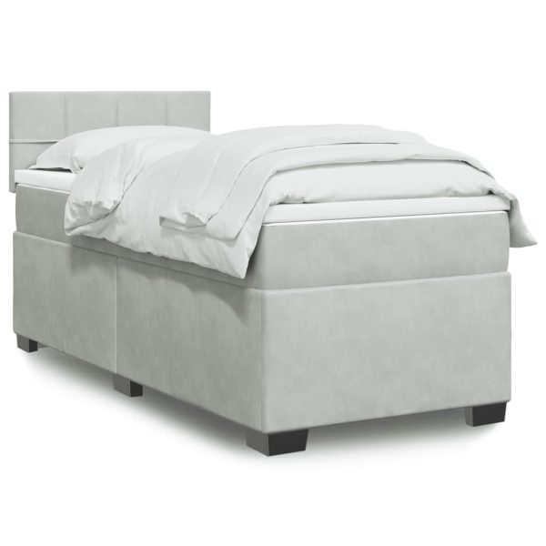 Giroletto A Molle Con Materasso Grigio Chiaro 90x190 Cm Velluto