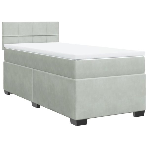 Giroletto A Molle Con Materasso Grigio Chiaro 90x190 Cm Velluto - Image 3