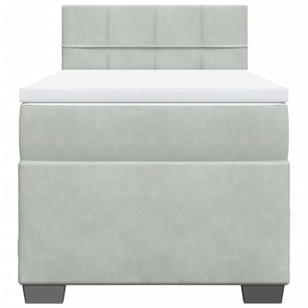 Giroletto A Molle Con Materasso Grigio Chiaro 90x190 Cm Velluto - Image 6