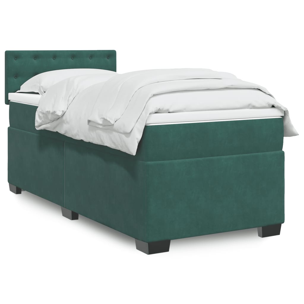 Giroletto A Molle Con Materasso Verde Scuro 90x200 Cm Velluto