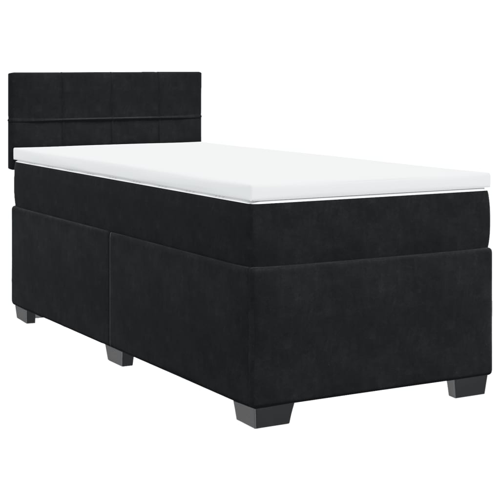 Giroletto A Molle Con Materasso Nero 90x200 Cm In Velluto - Image 3
