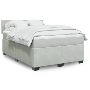 Giroletto A Molle Con Materasso Grigio Chiaro 140x190cm Velluto