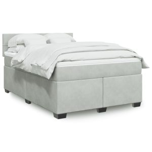 Giroletto A Molle Con Materasso Grigio Chiaro 140x190cm Velluto