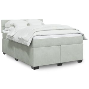 Giroletto A Molle Con Materasso Grigio Chiaro 140x200cm Velluto