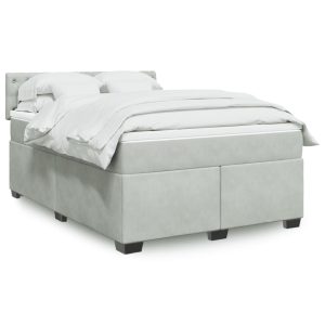 Giroletto A Molle Con Materasso Grigio Chiaro 140x200cm Velluto