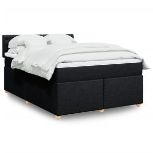 Giroletto A Molle Con Materasso Nero 160x200 Cm In Tessuto