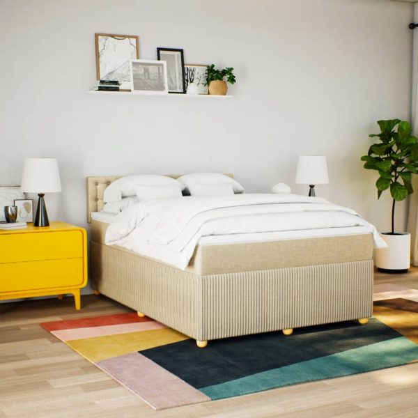 Giroletto A Molle Con Materasso Crema 140x200 Cm In Tessuto - Image 4